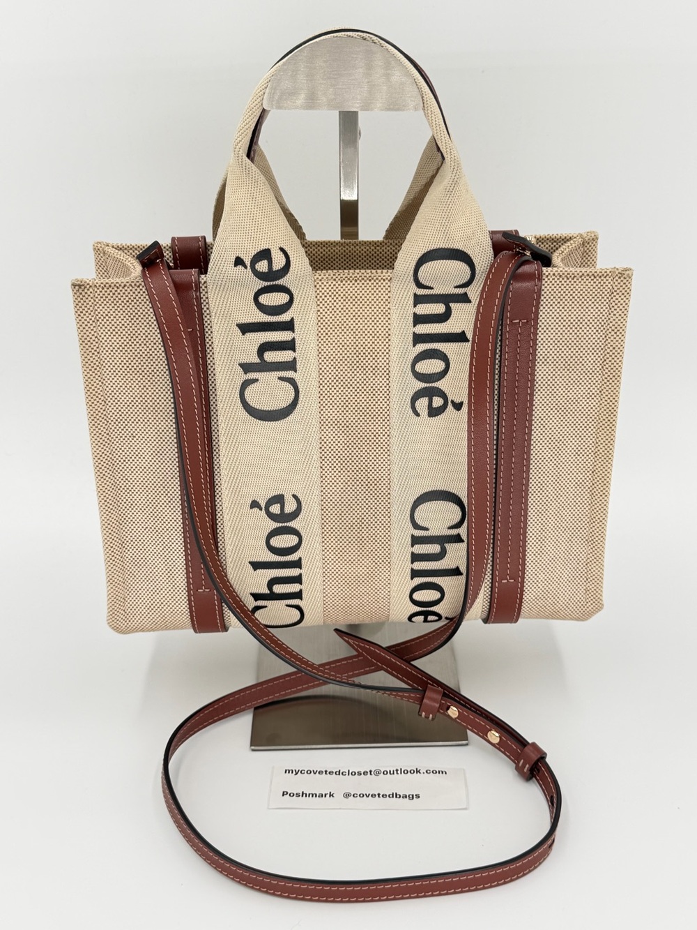 Chloe “Woody” Tote with Brown Leather Trim Excellent Condition! Small Size